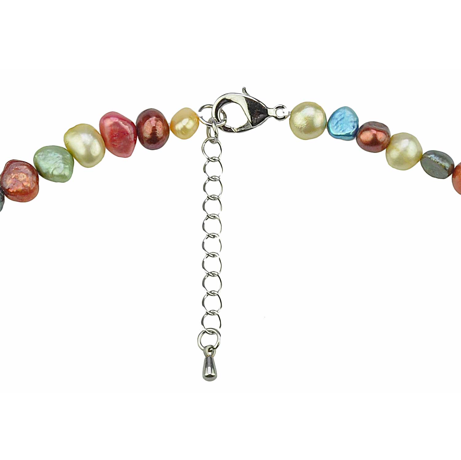 Slotje van zoetwater parelketting met vrolijk gekleurde parels en sterling zilver (925) | Rio Small