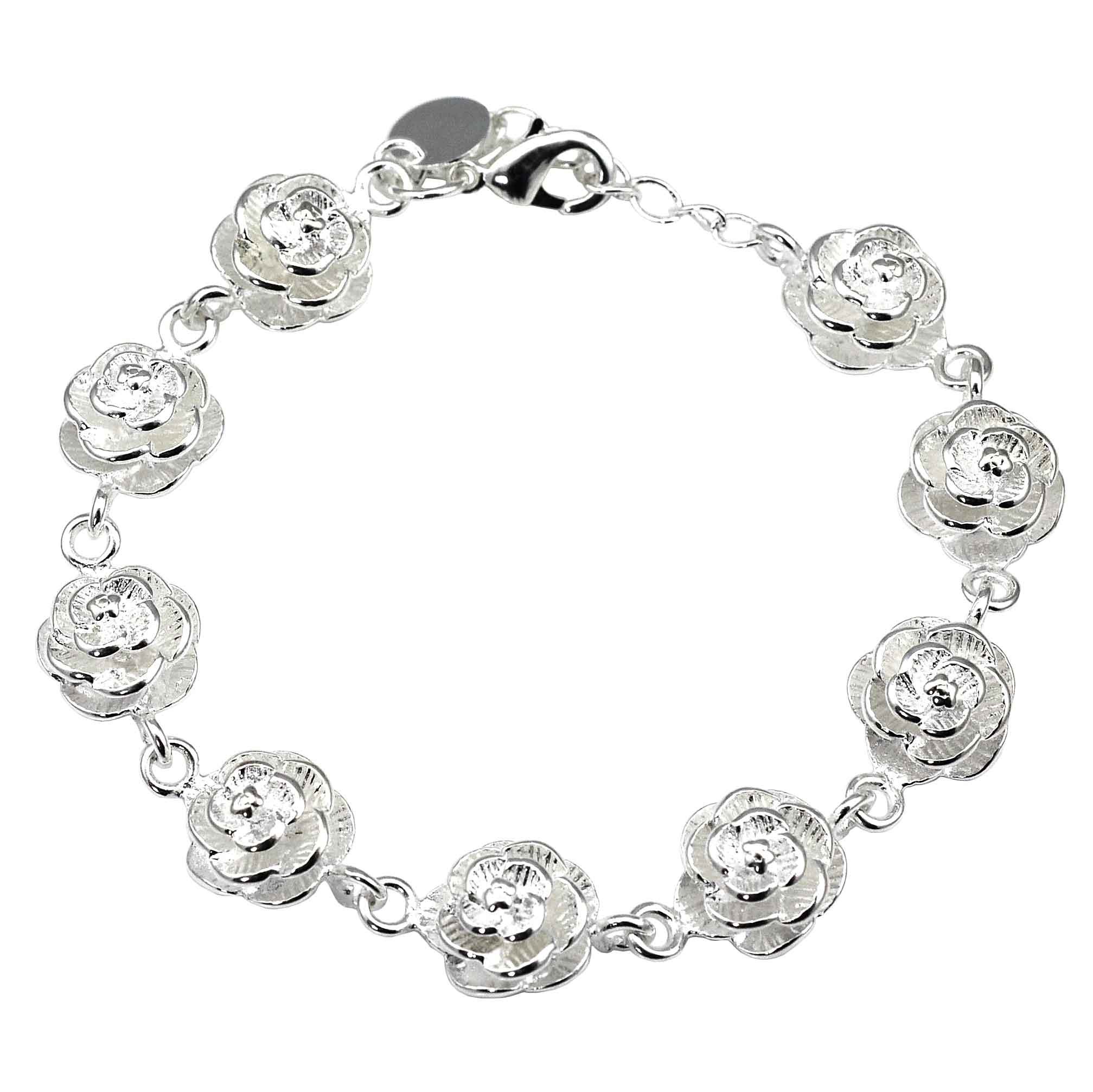 Verzilverd armband met zilveren bloemetjes | Silver Flower