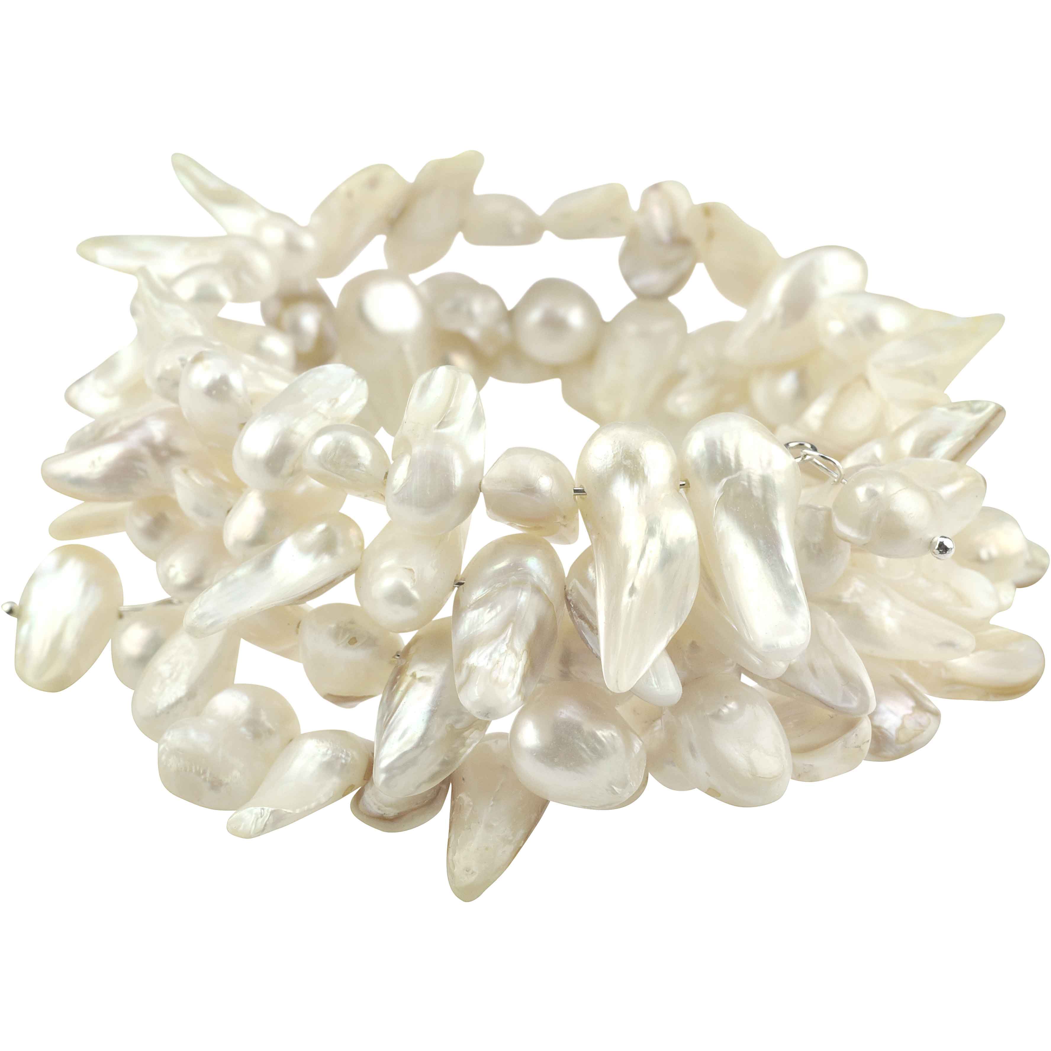 Wit zoetwater parel wikkel armband, zijaanzicht | Winky