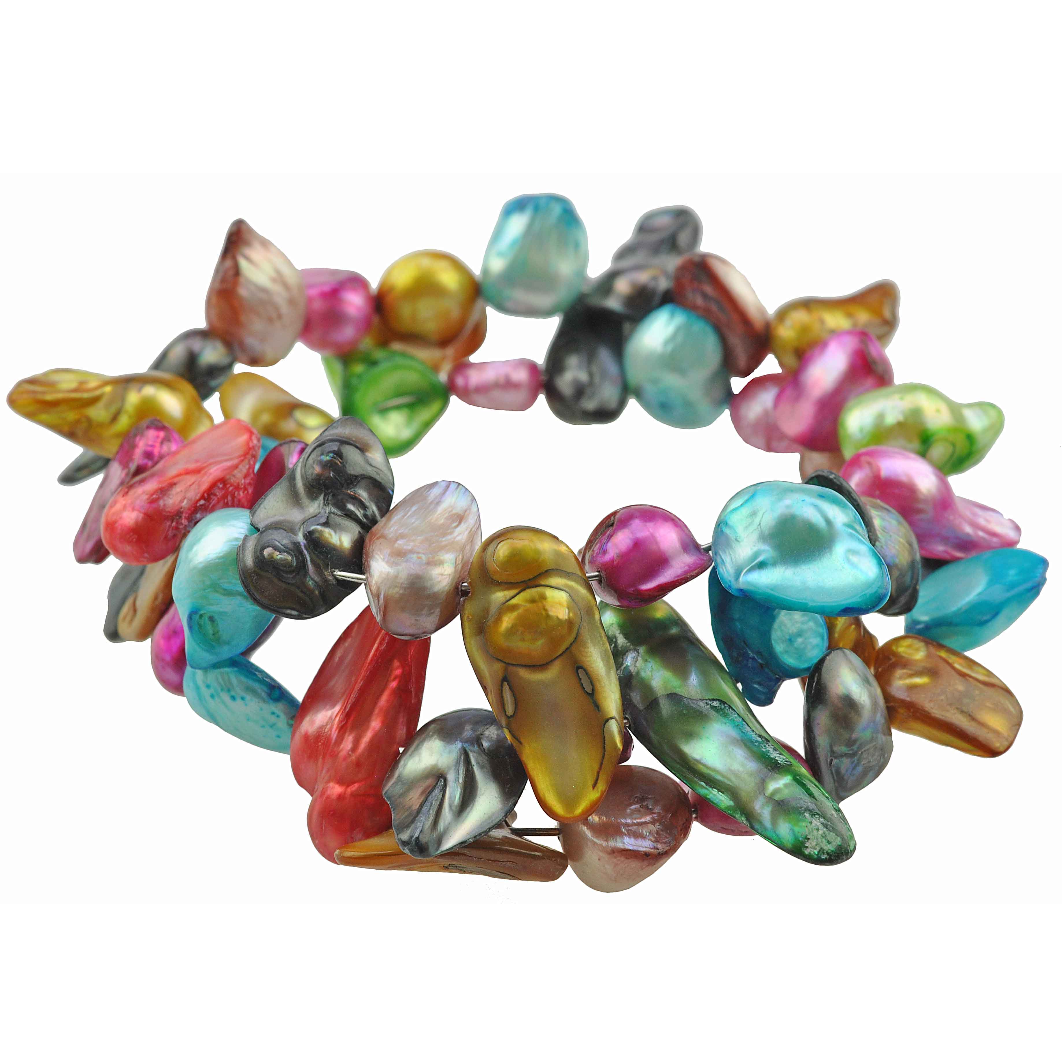 Zoetwater parel wikkel armband met vrolijke kleurtjes, zijaanzicht | Samba