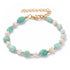 Wit zoetwater parel armband met groene edelsteen amazoniet en goud edelstaal | Amazonite Pearl Gold