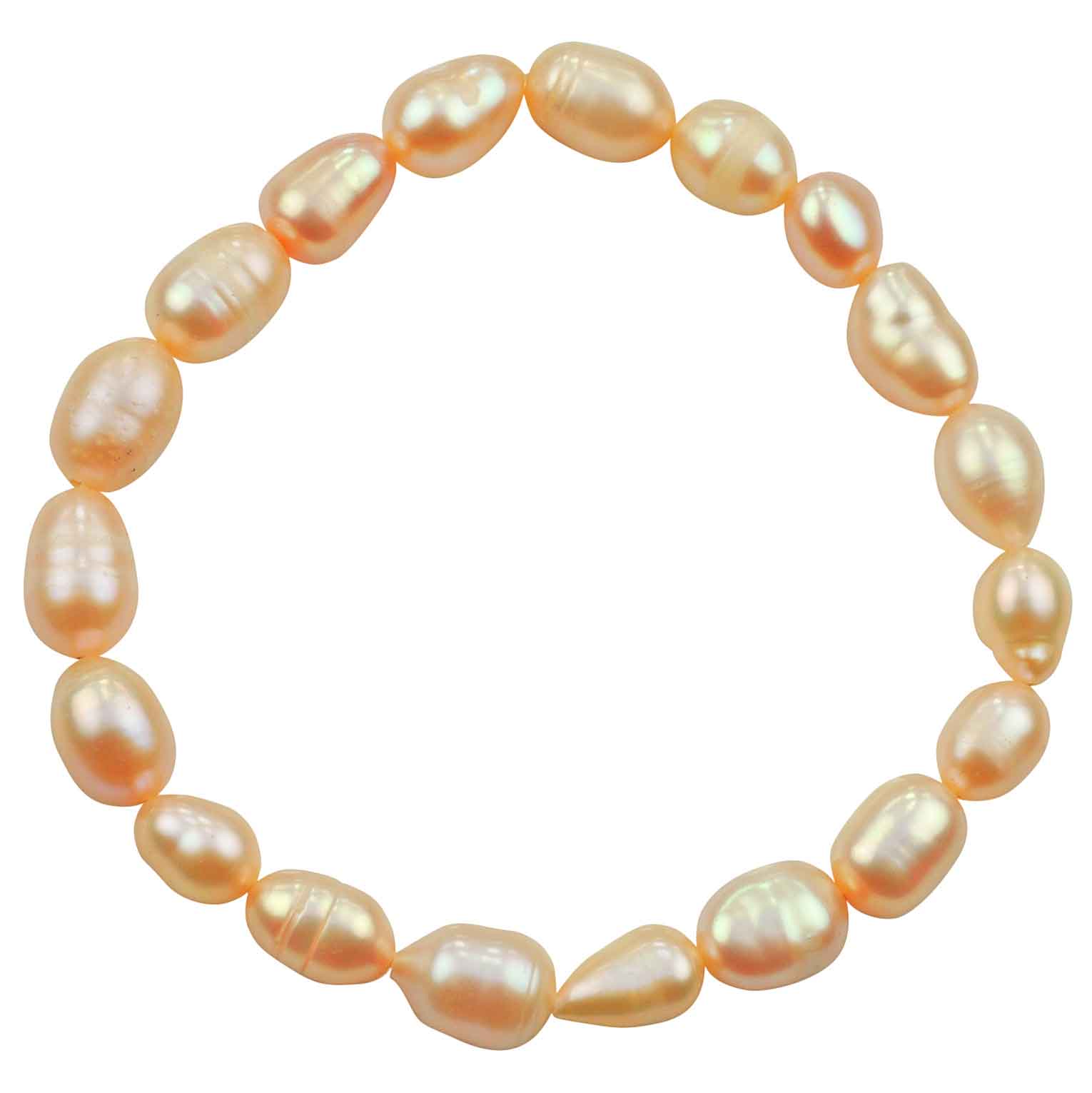 Zoetwater parel armband met zalm kleurige parels, elastisch | Bella Peach