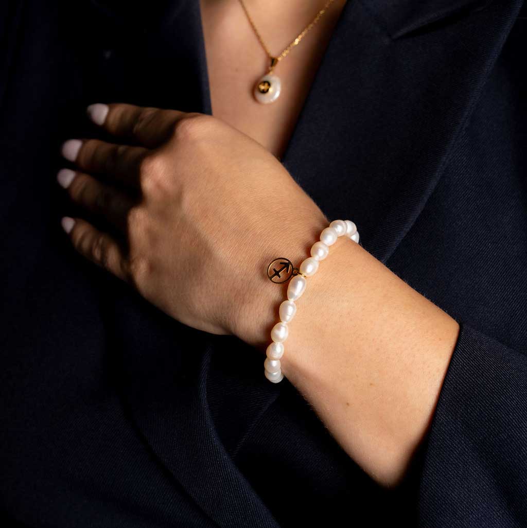 Zoetwater parel armband Gouden Sterrenbeeld Boogschutter