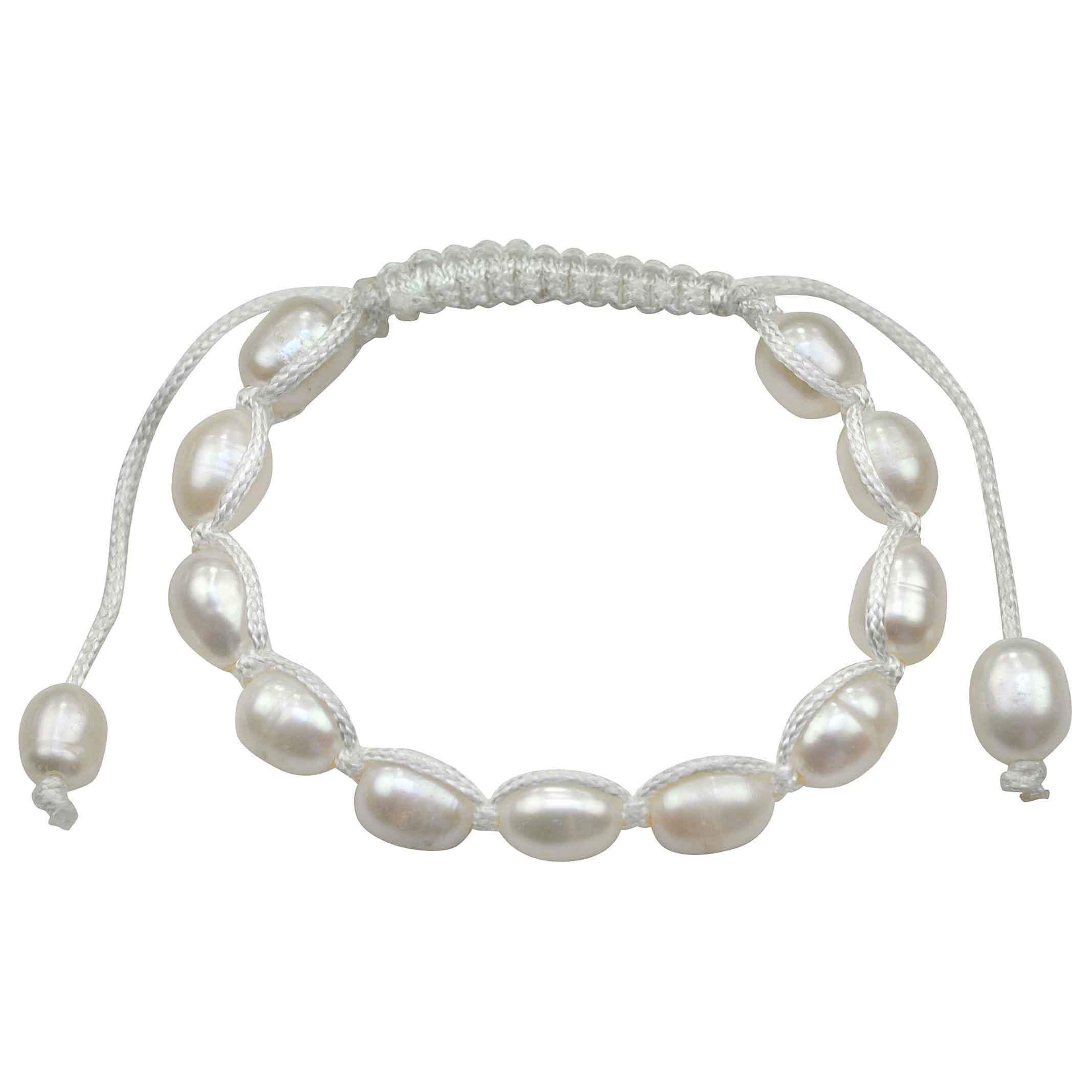 Wit zoetwater parel armband, schuif armband met parels | White Pearl Cord
