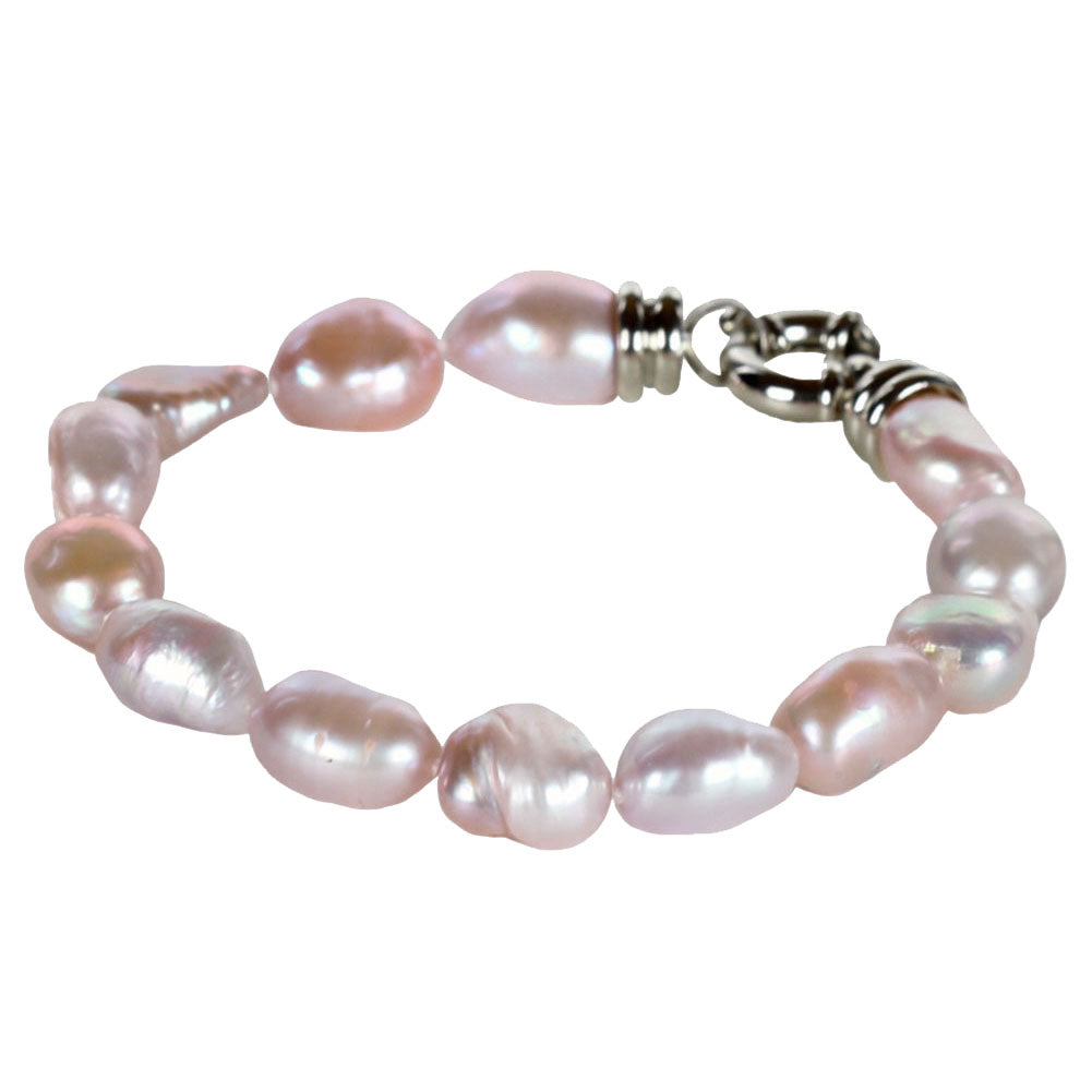 Handgeknoopt roze zoetwater parel armband | Rola
