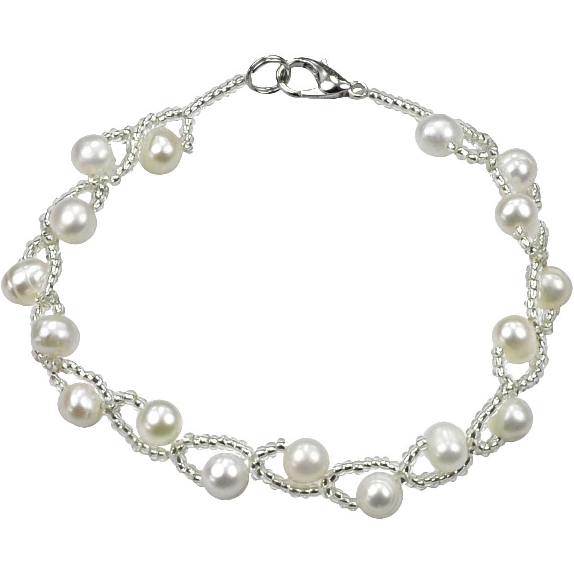 Zoetwater parel armband met witte parels, bovenaanzicht | Twist Pearl White