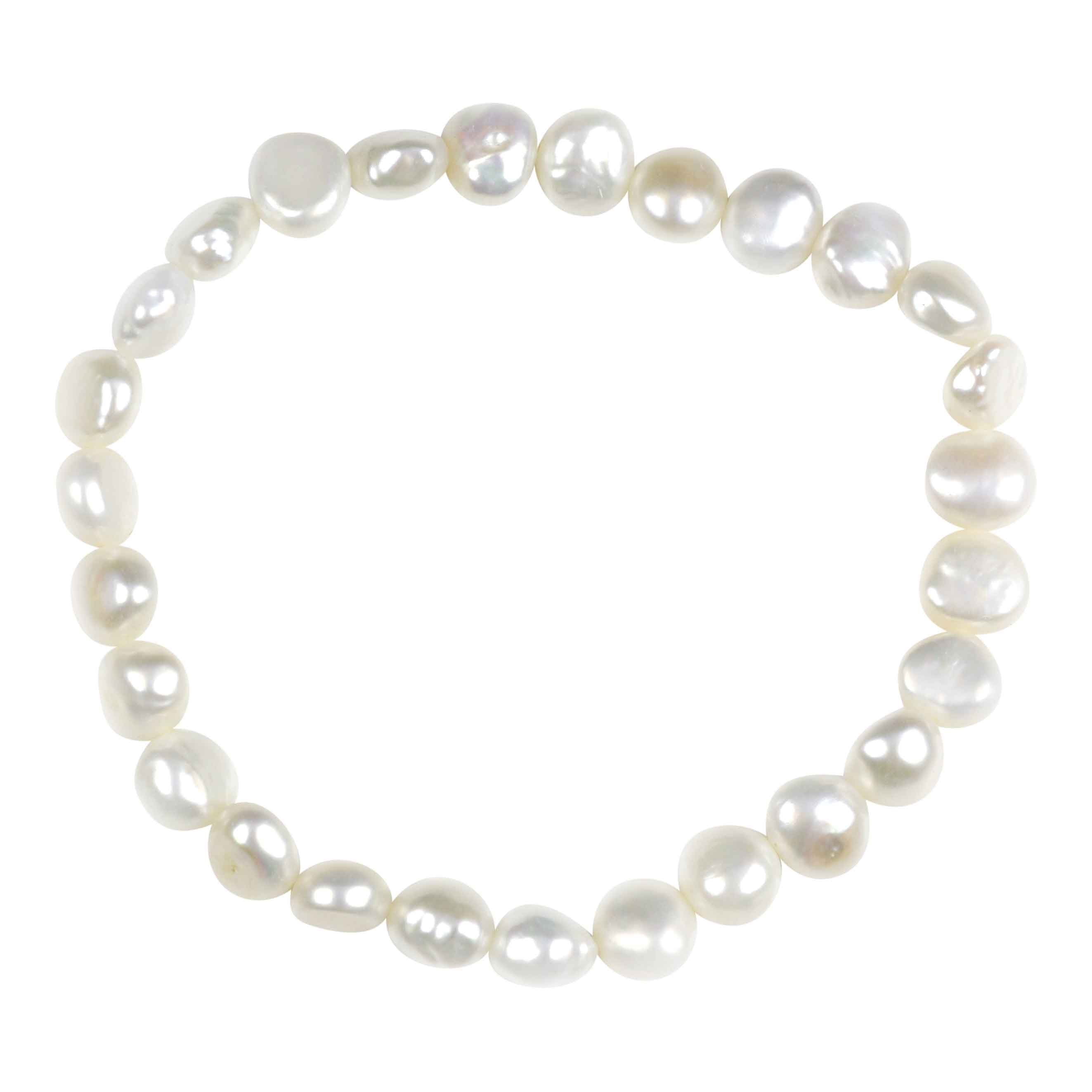 Wit zoetwater parel armband, elastisch | Weaca