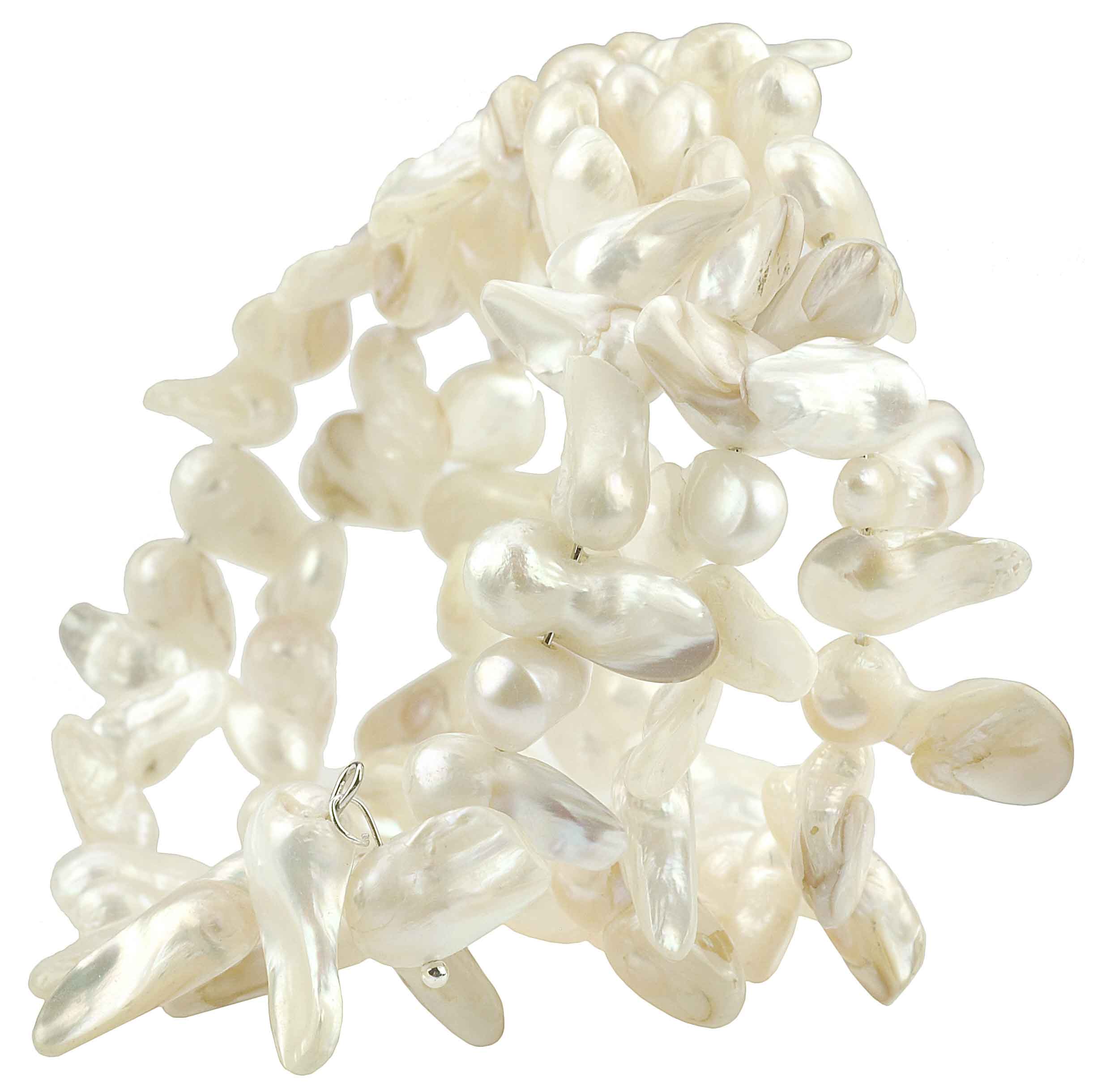 Wit zoetwater parel wikkel armband staand | Winky