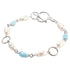 Wit zoetwater parel armband met larimar en edelstaal | Lalita Larimar