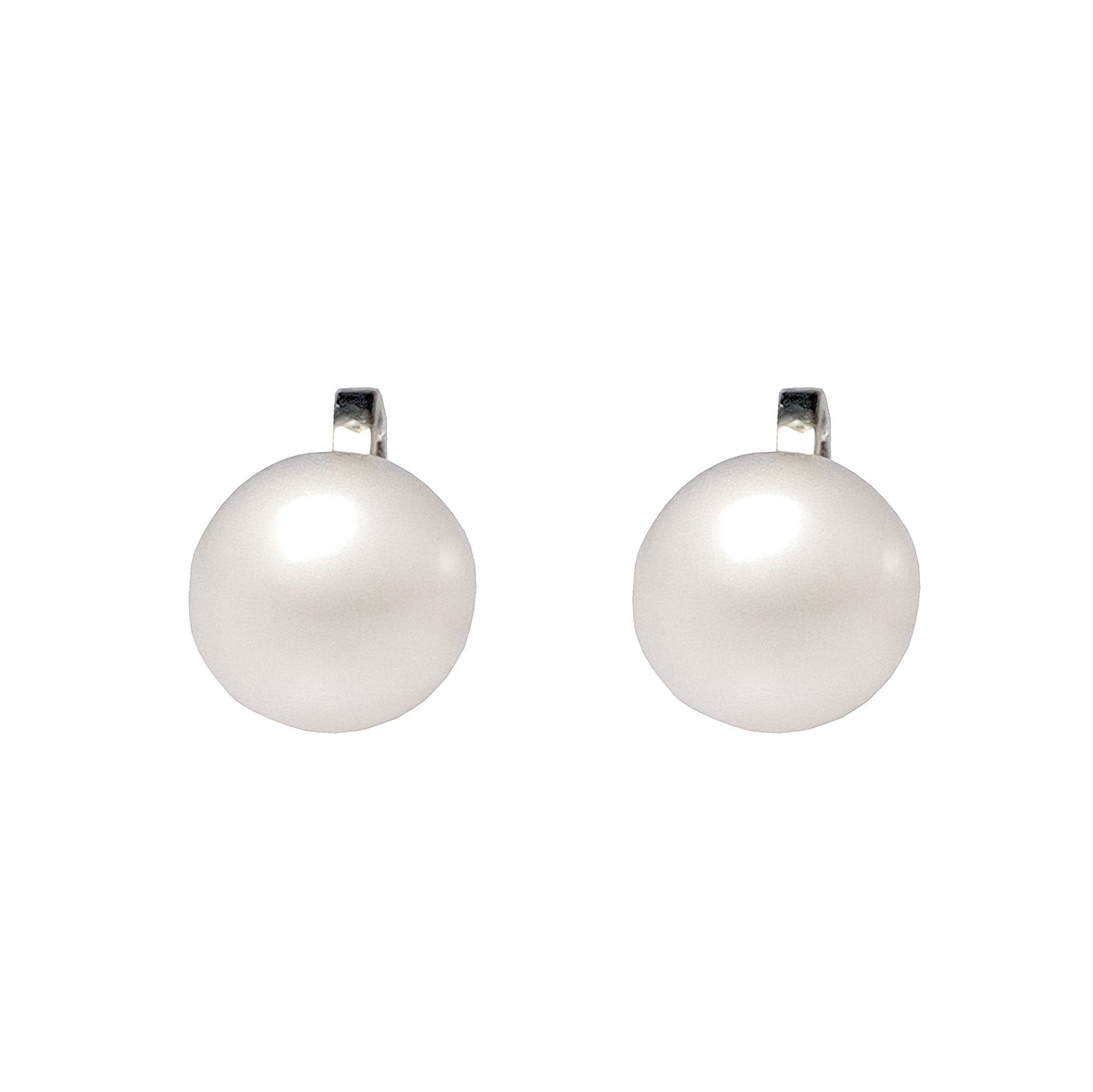 Witte zoetwater parel clip oorbellen vooraanzicht | Cadeau set met zoetwater parel clip oorbellen Clip Pearl