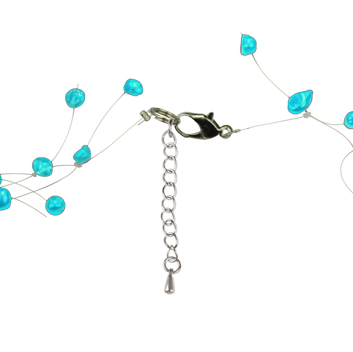Slotje van zoetwater parelketting met aqua blauwe parels en sterling zilver (925) | Sparkling Aqua