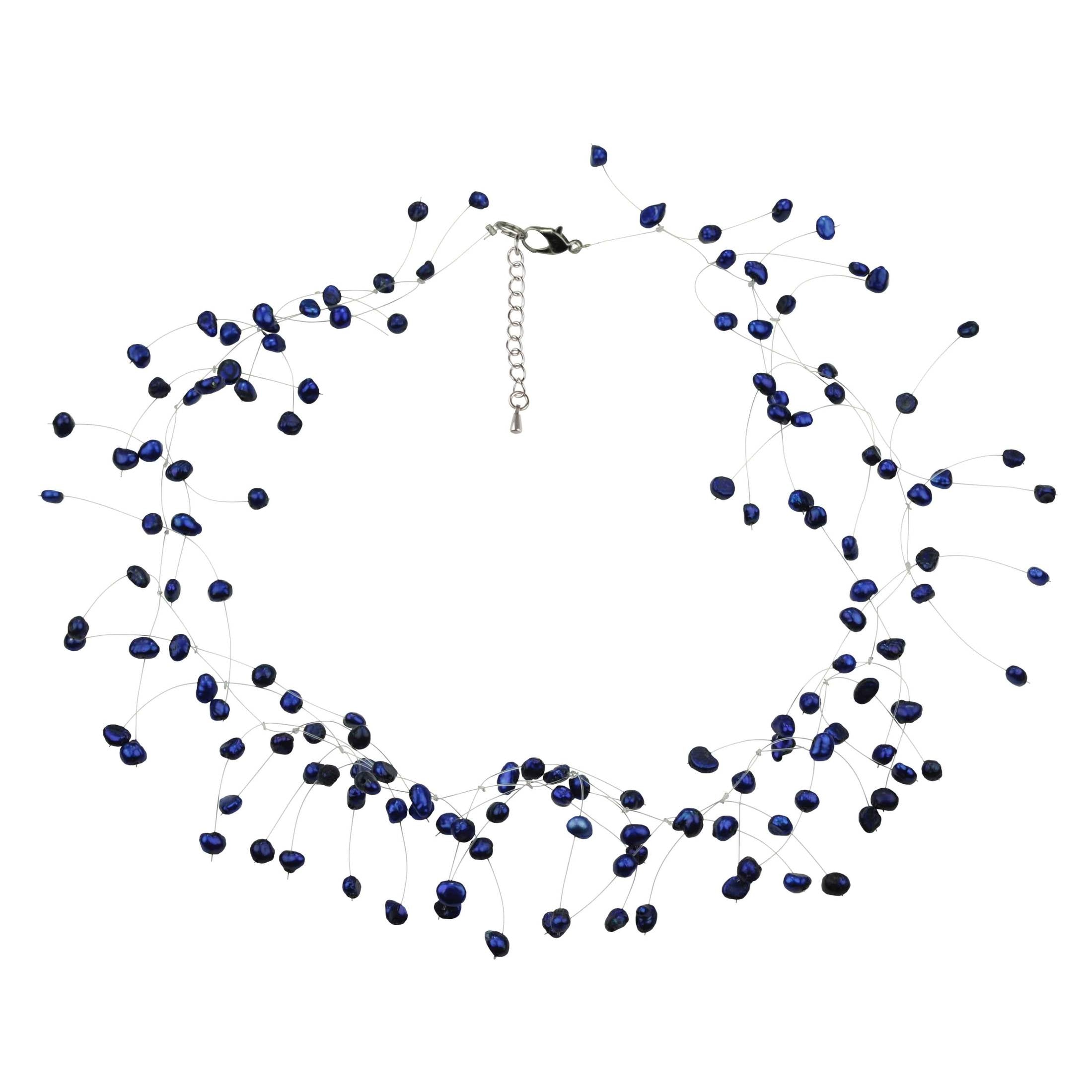 Zoetwater parelketting met cobalt blauwe parels en sterling zilver (925) | Sparkling Blue