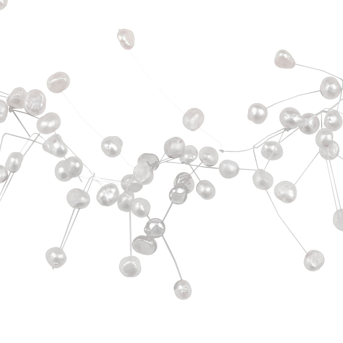 Detail van zoetwater parelketting met witte parels en sterling zilver (925) | Sparkling White