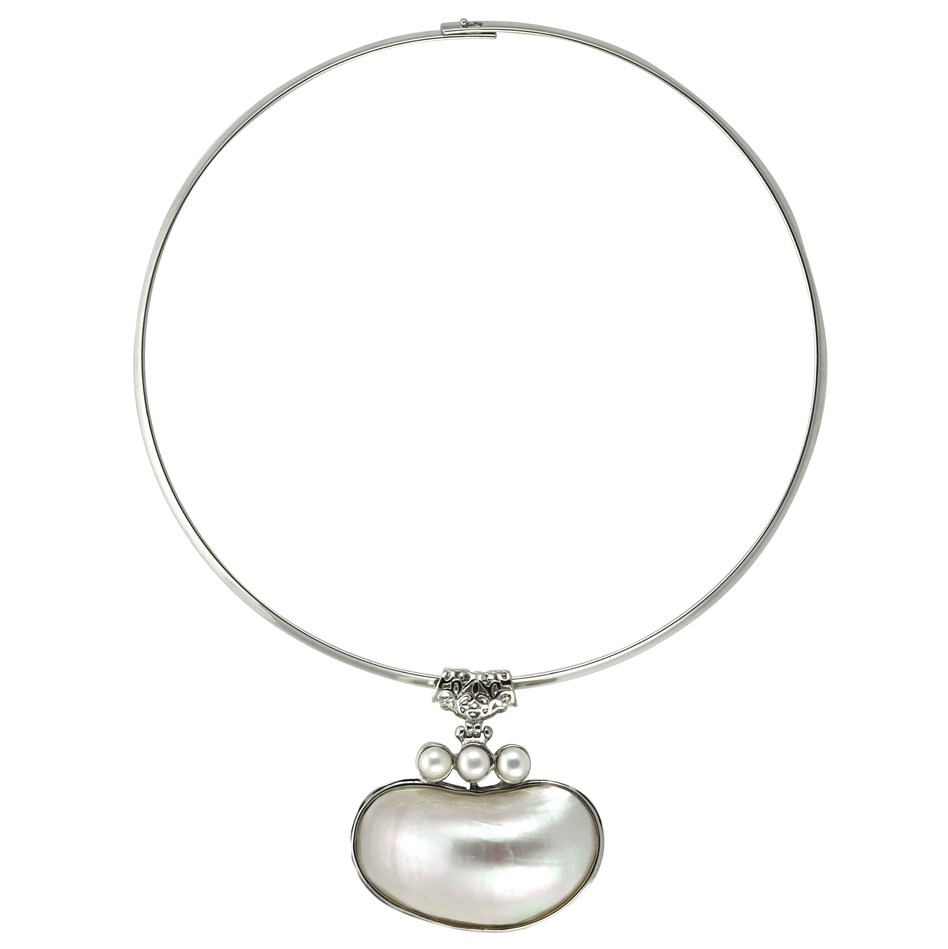 Witte zoetwater parelketting met parelmoer | Three Pearl Shell