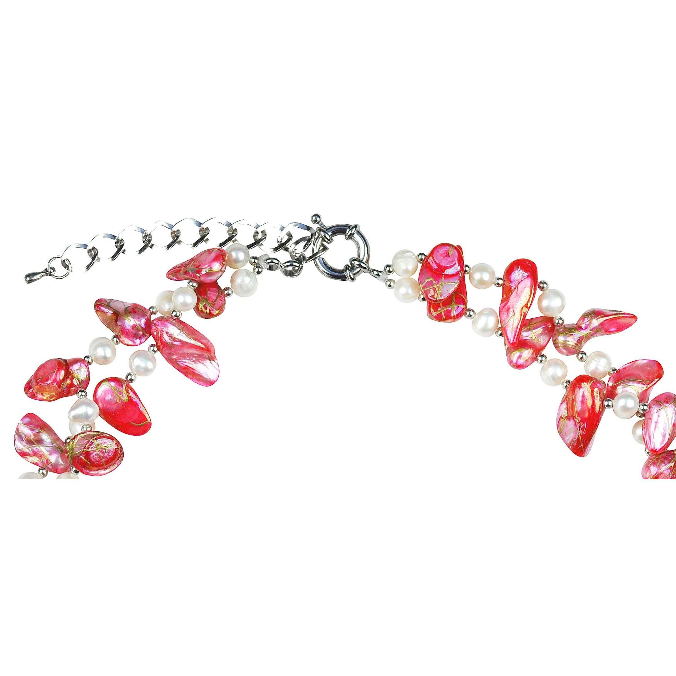 Slotje van wit roze parelketting in 2 rijen met sterling zilver (925) | Turtle Pink