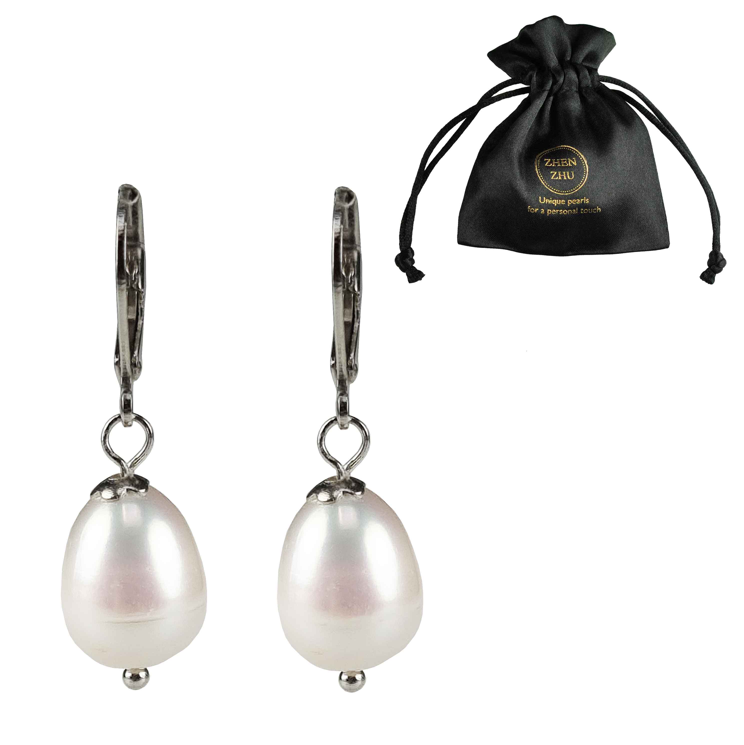 Witte zoetwater parel oorbellen met sterling zilveren (925) oorbelhaakje | Wola