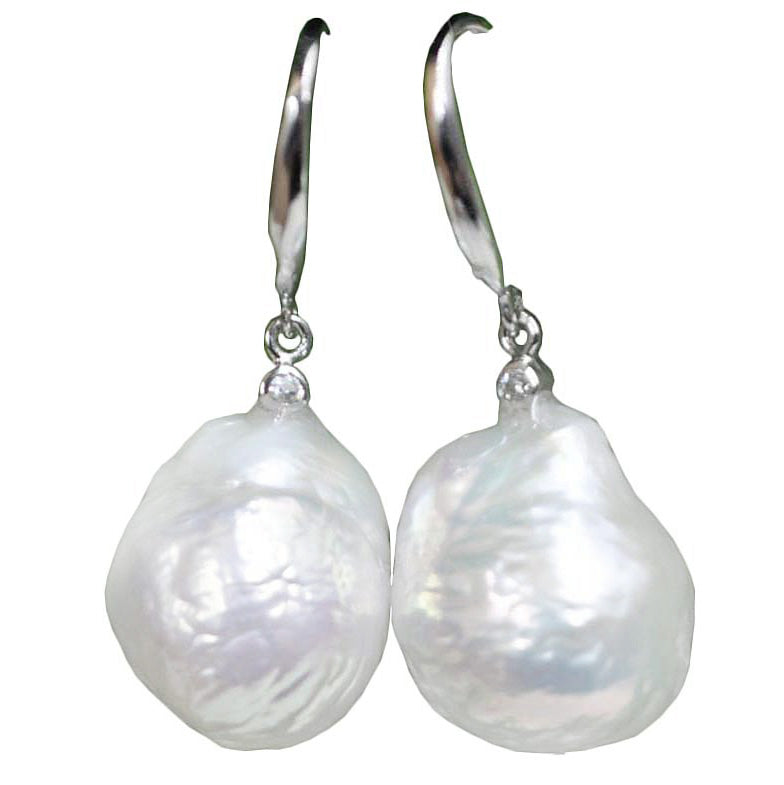 Witte zoetwater parel oorbellen met sterling zilver(925) hangend | Bling Kasumi White Pearl