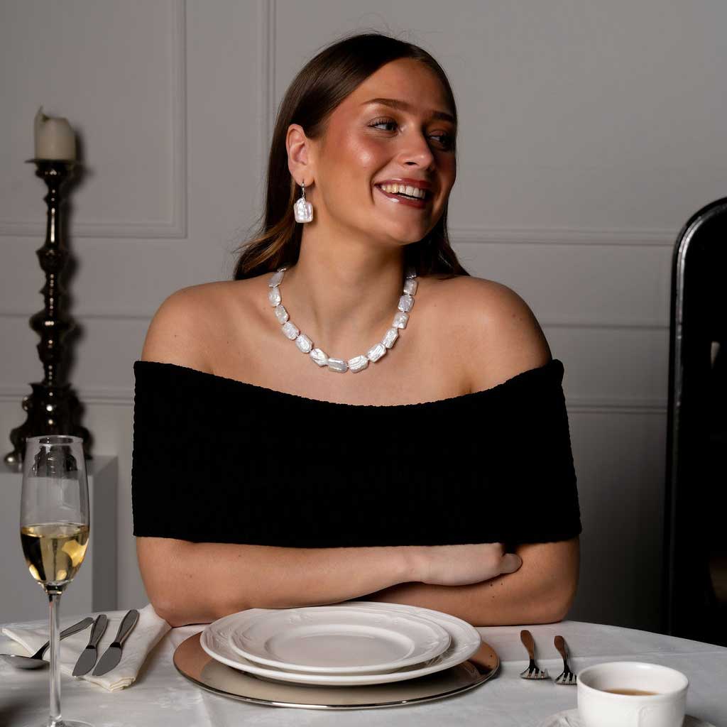 Zoetwater parel oorbellen Dangling Pearl Square