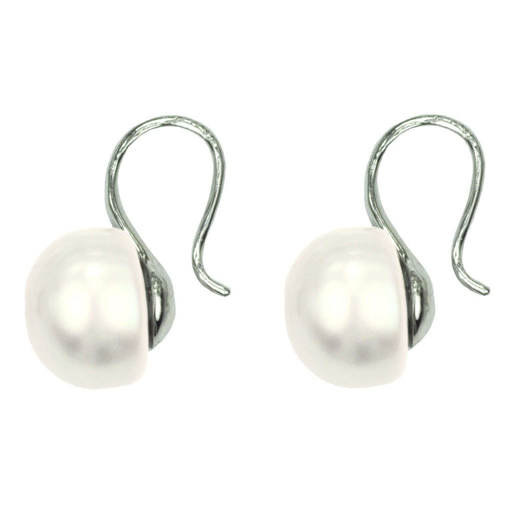 Witte zoetwater parel oorbellen zijaanzicht | Leis White