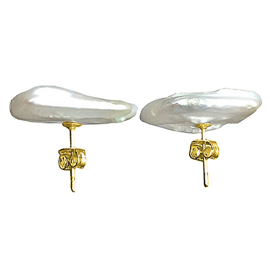 Zoetwater parel oorknoppen met witte vierkante parels en sterling zilver (925), zijkant | Pearl Square