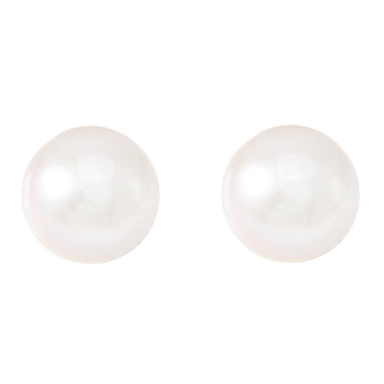 Witte zoetwater parel oorbellen, witte parel oorknopjes 10 mm, vooraanzicht | Pearl White 10 mm