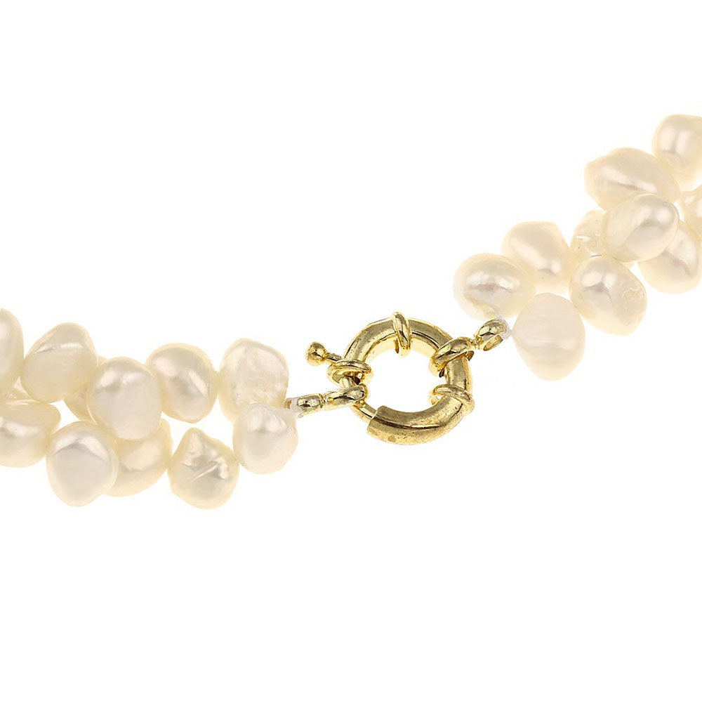Slotje van zoetwater parelketting met crème kleurige parels in 2 rijen | Abina