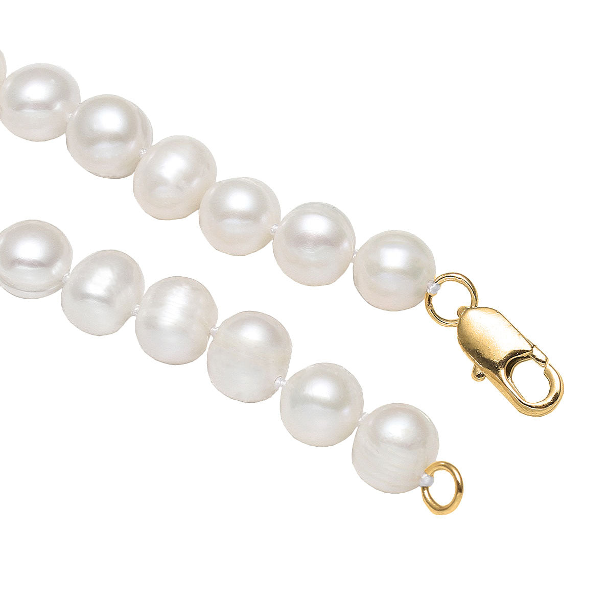 Slotje van witte zoetwater parelketting met goud edelstalen slotje | Bella Gold