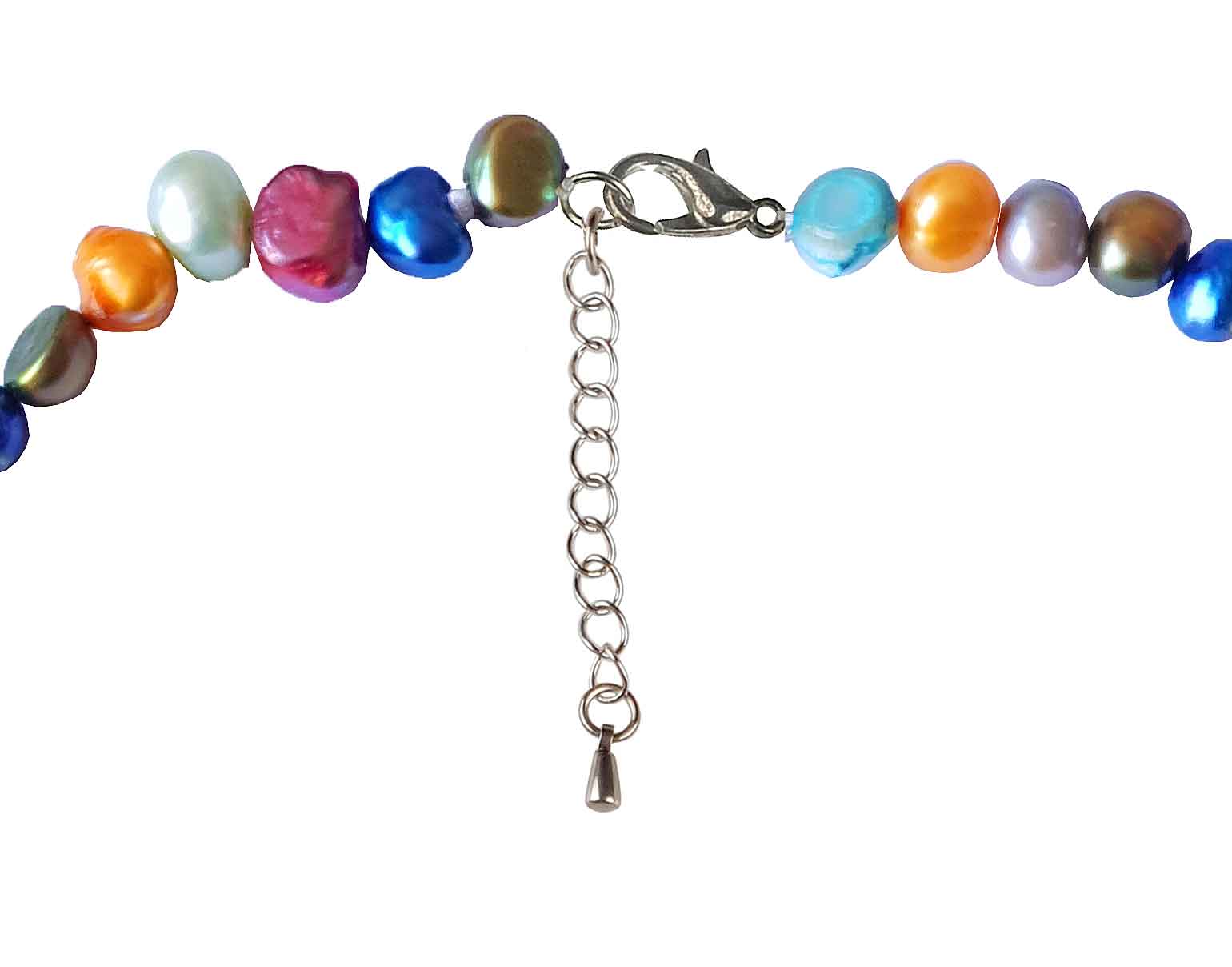 Slotje van zoetwater parelketting met vrolijk gekleurde parels en sterling zilver (925) | Decorative Pink