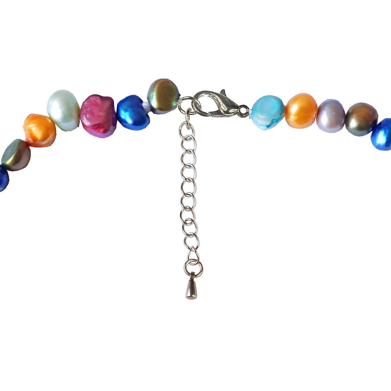 Slotje van zoetwater parelketting met vrolijk gekleurde parels en sterling zilver (925) | Decorative Pink