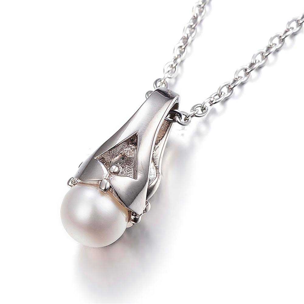 Slotje van zoetwater parelketting met witte parel hanger met stras steentjes en zilver edelstaal | Henriette