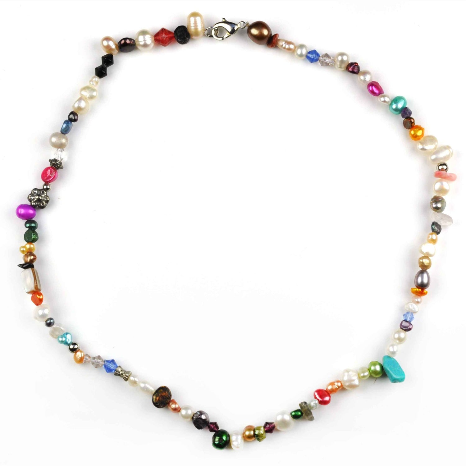 Zoetwater parelketting met bont gekleurde parels en sterling zilver (925) | Marvey Two