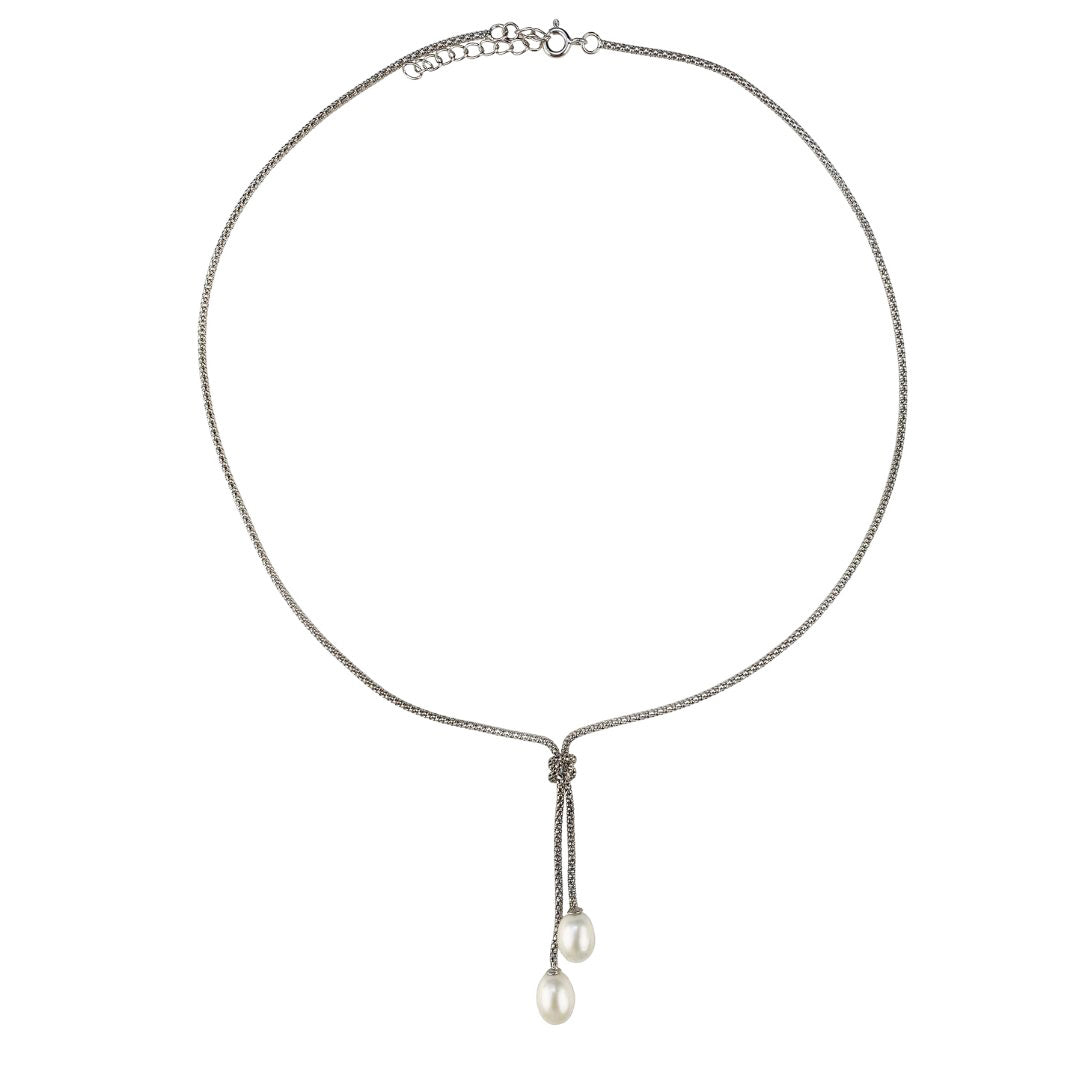 Zoetwater parelketting met witte parels aan sterling zilveren ketting (925) | Milou