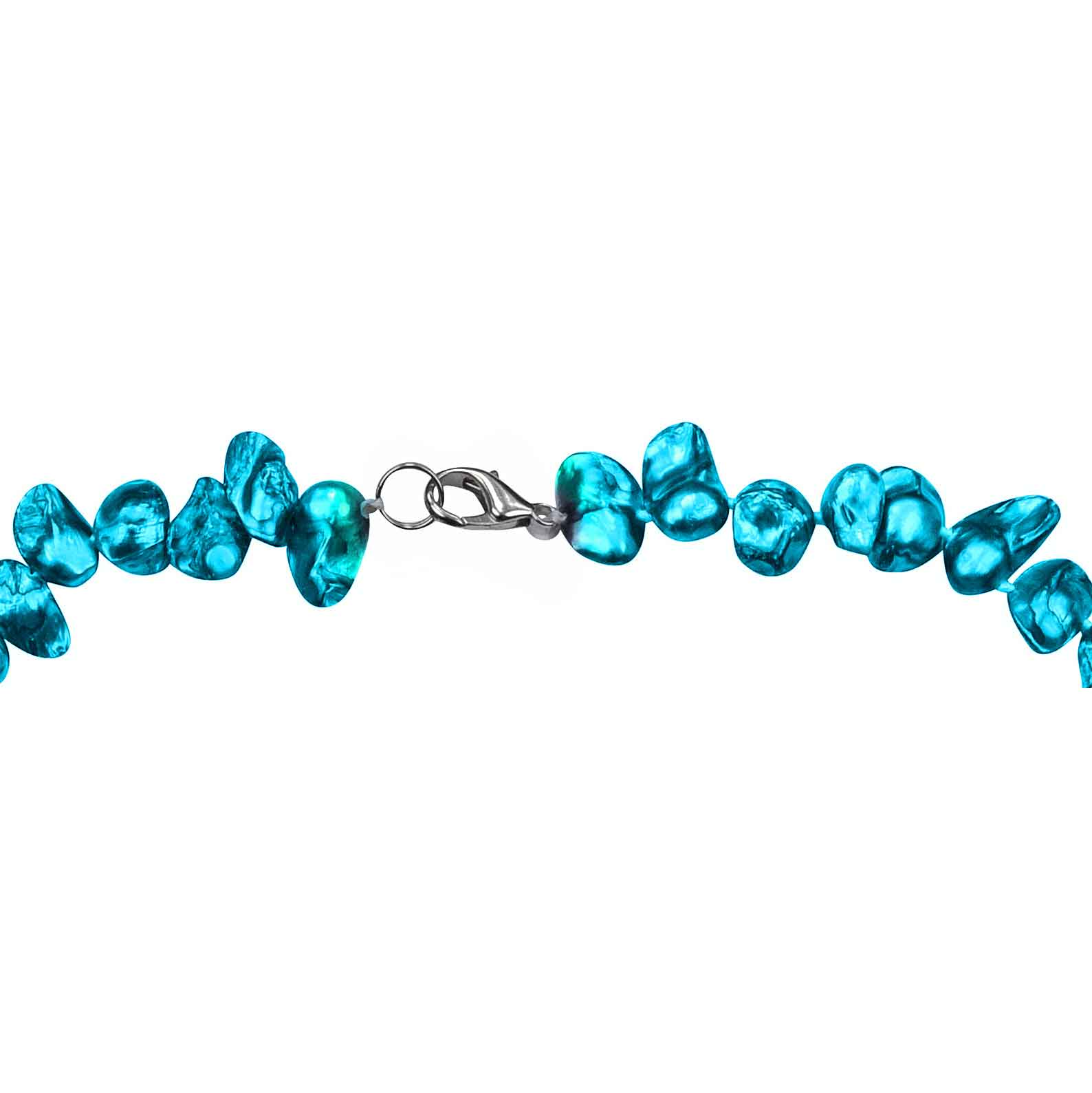 Slotje van zoetwater parelketting met aqua blauwe parels en sterling zilver (925) | Pearl Blister Aqua Blue