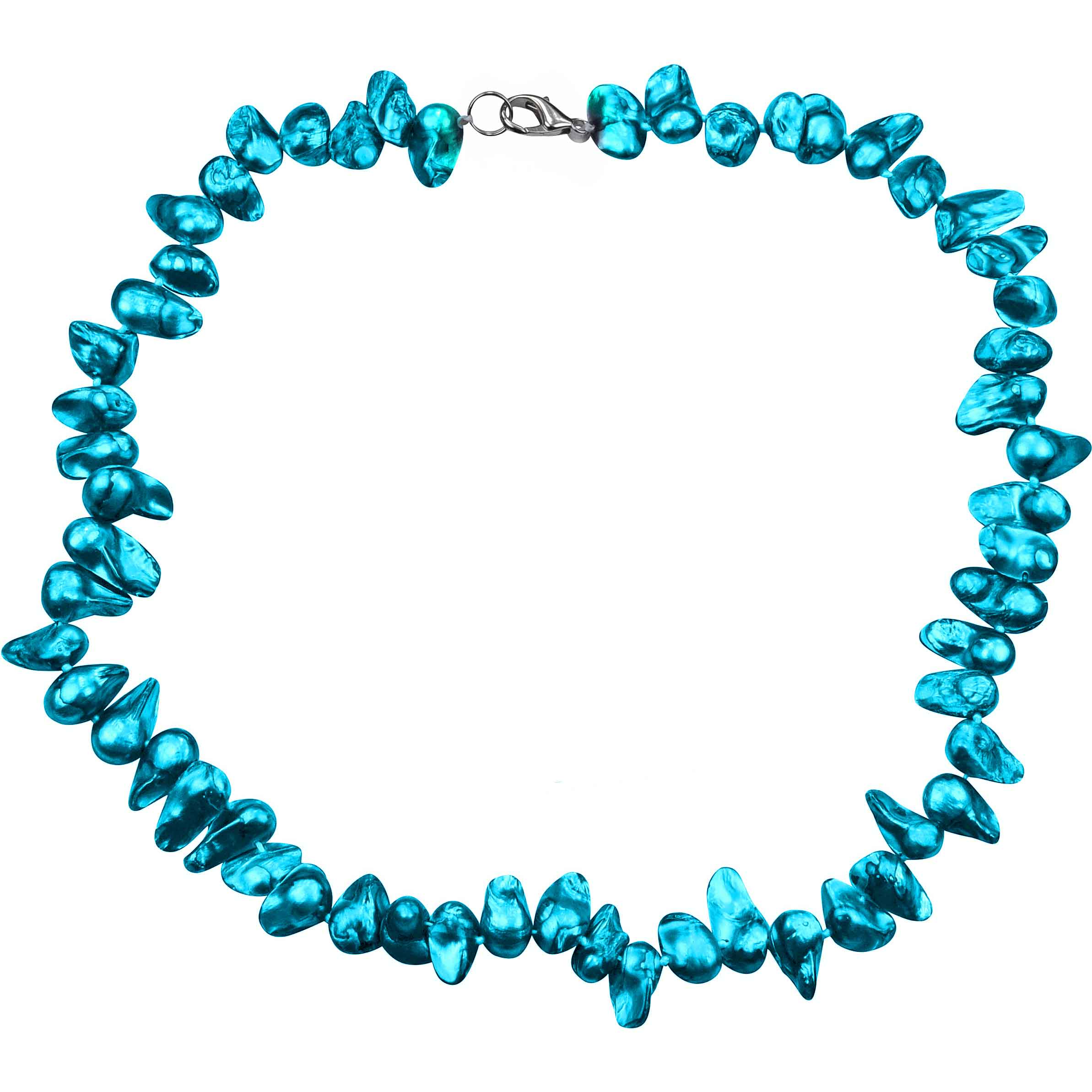 Zoetwater parelketting met aqua blauwe parels en sterling zilver (925) | Pearl Blister Aqua Blue
