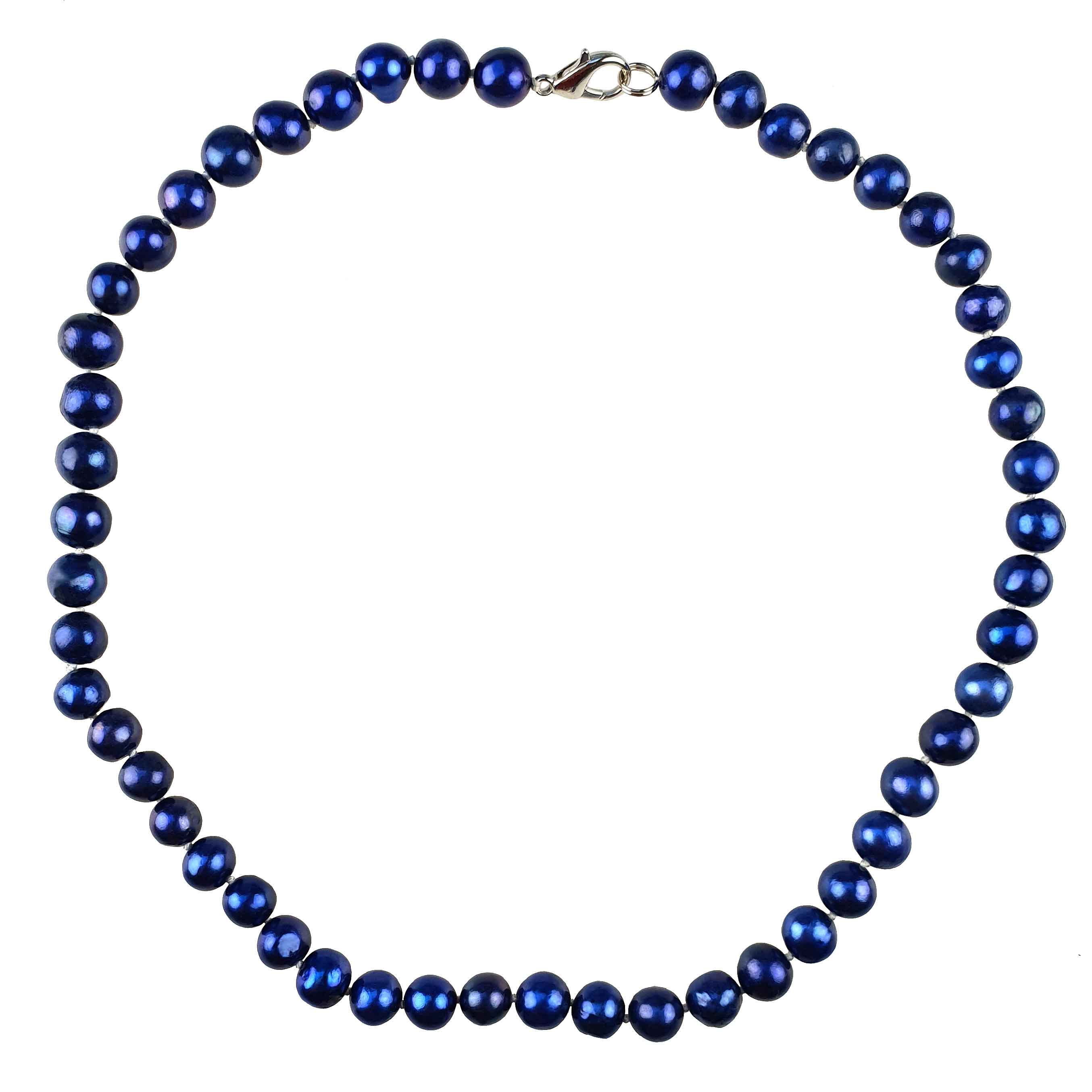 Handgeknoopte zoetwater parelketting met cobalt blauwe parels | set Pearl Royal Blue
