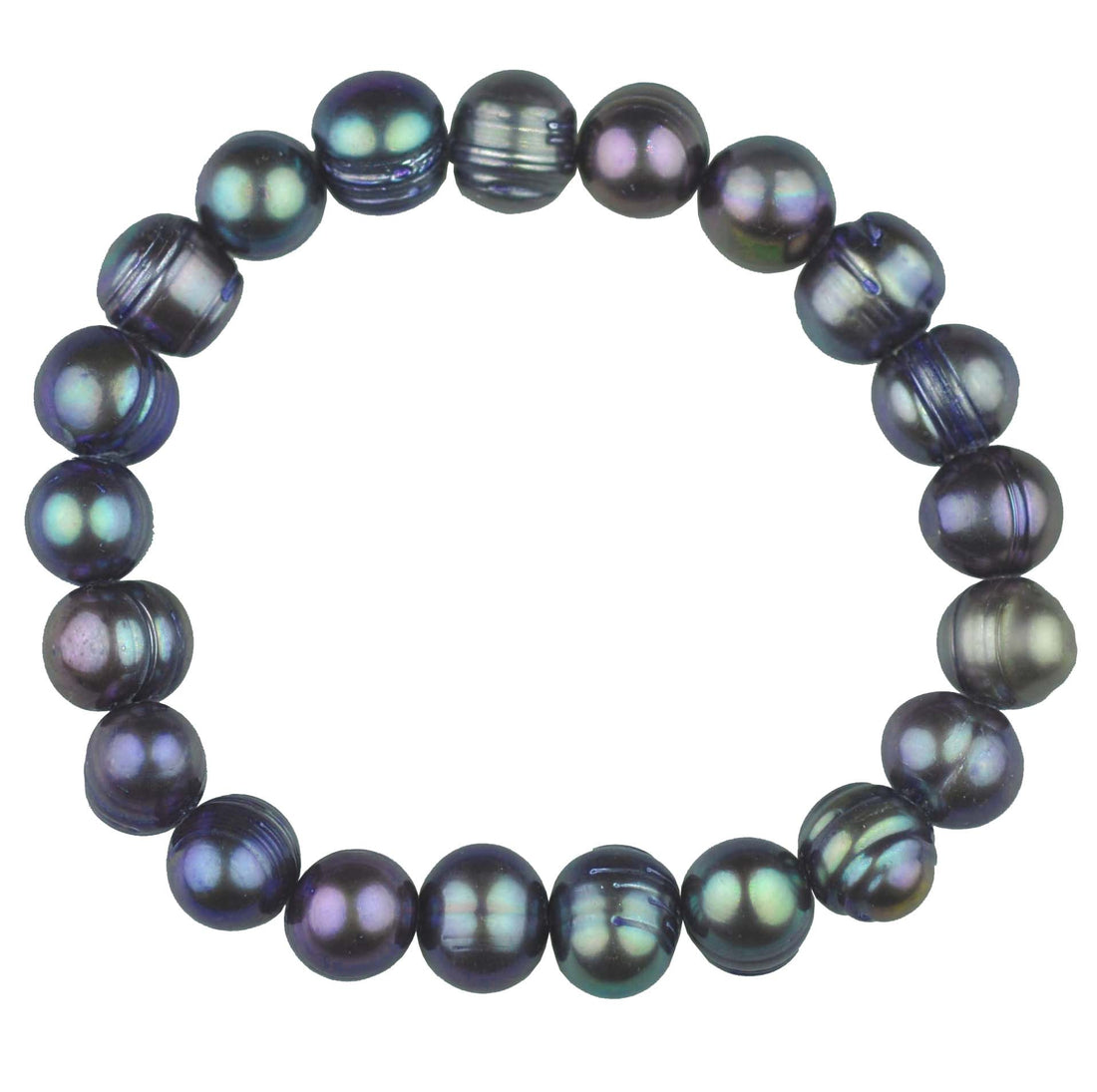 Zoetwater parel armband Renate met donkere parels (blauw,paars,groen) - elastisch - Renate