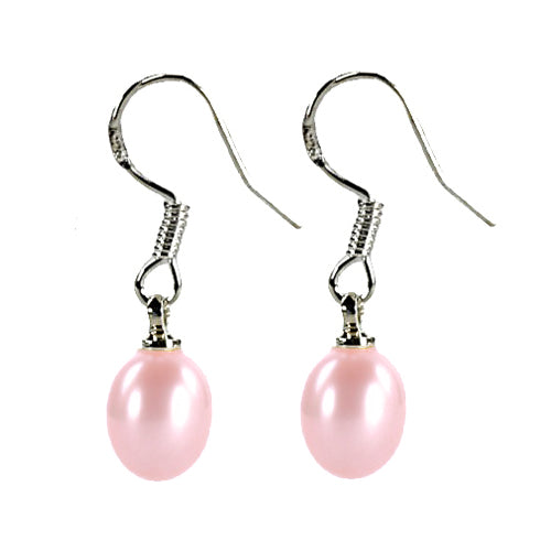 Roze zoetwater parel oorbellen met sterling zilver (925), zijaanzicht | Pianca