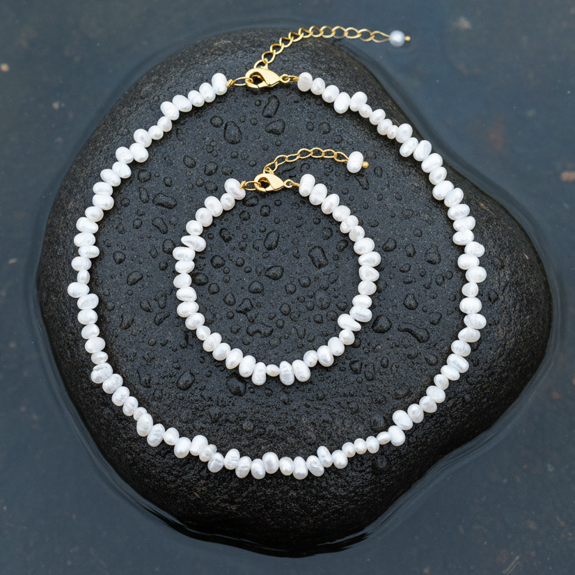 Adalyn set ketting en armband op natte steen nieuwe poging