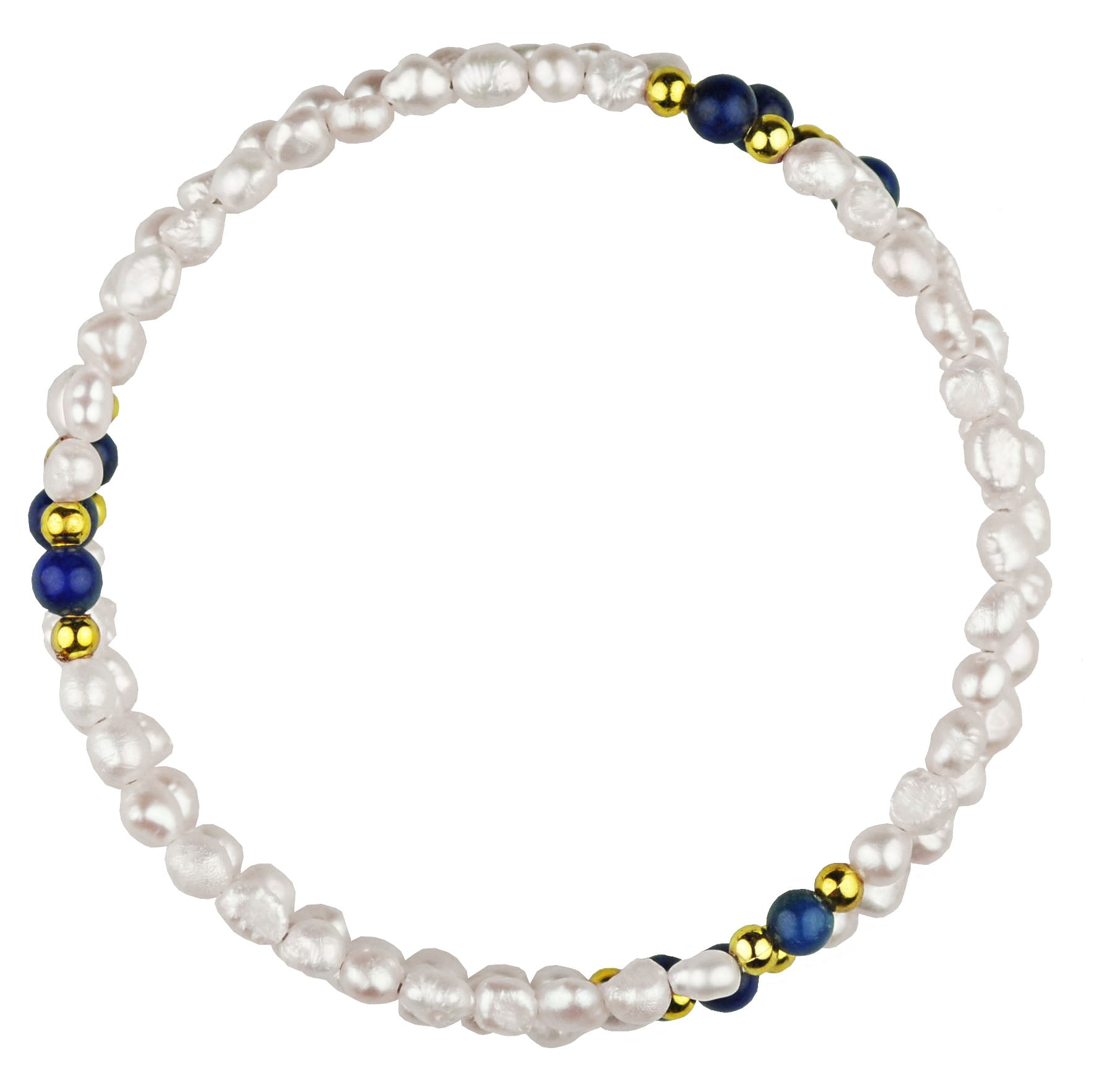 Wit zoetwater parel wikkelarmband met lapis lazuli | Agnes