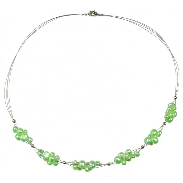 Zoetwater parelketting met appelgroene parels en sterling zilver (925) | Greeny