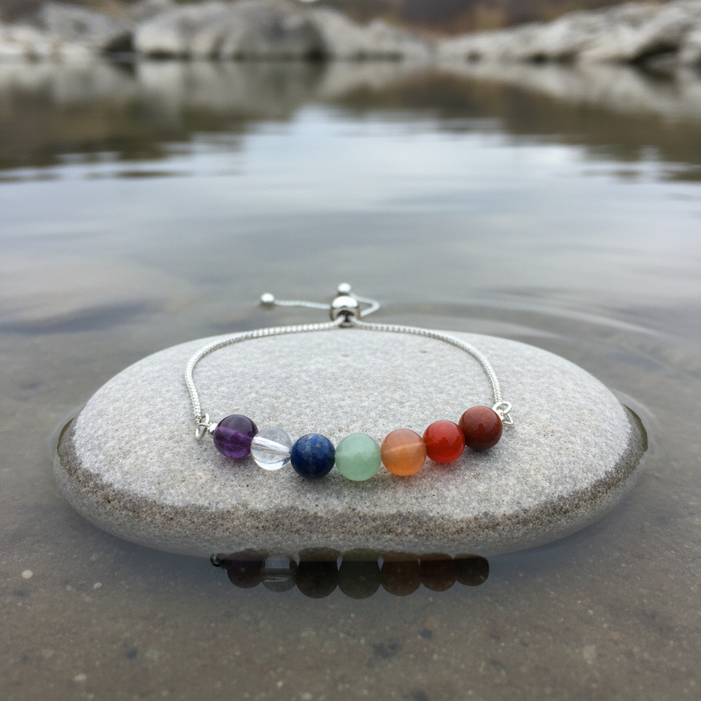 Edelstenen armband Adjustable Gemstone Rainbow op steen