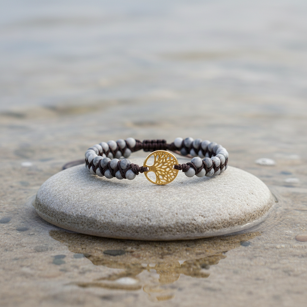 Golden Tree of Life Network Agate armband aan de waterkant