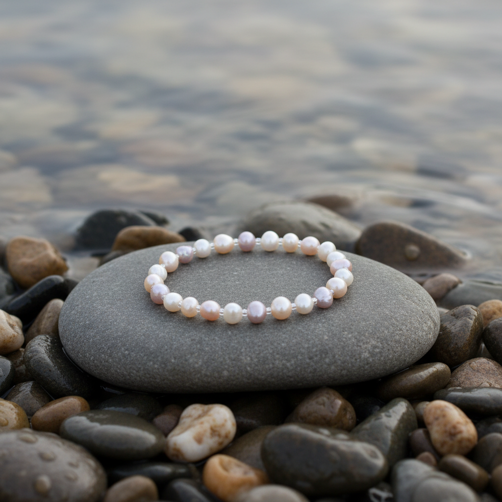 Seed Bead Pearl Soft Colors armband bij water