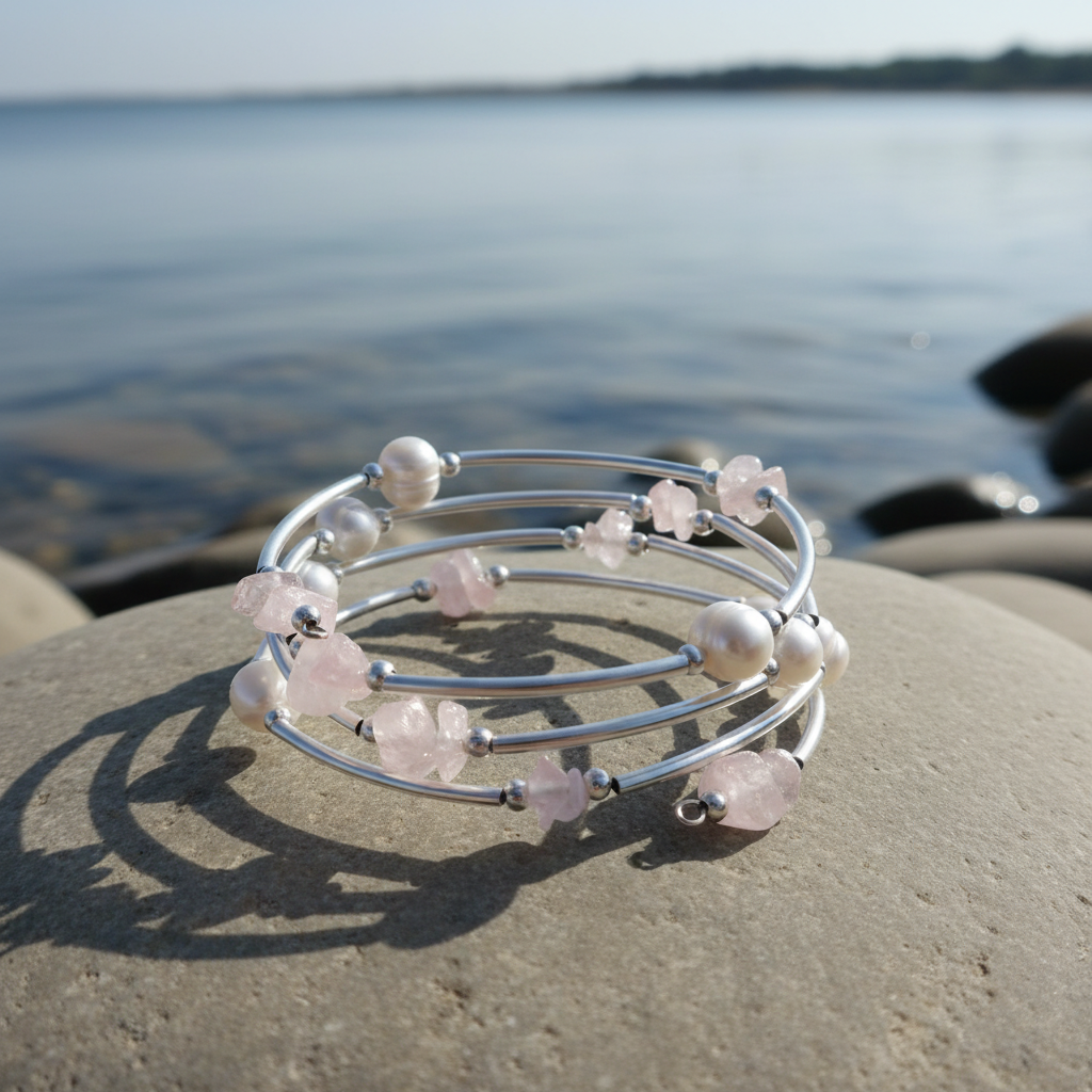 Wrap Pearl Rose Quartz armband sfeerbeeld