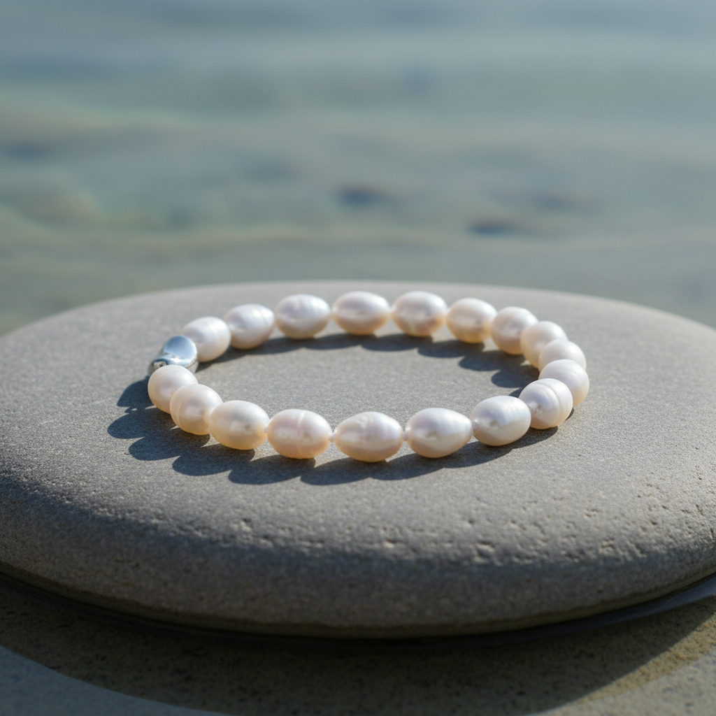 Zoetwater parel armband Wina op steen