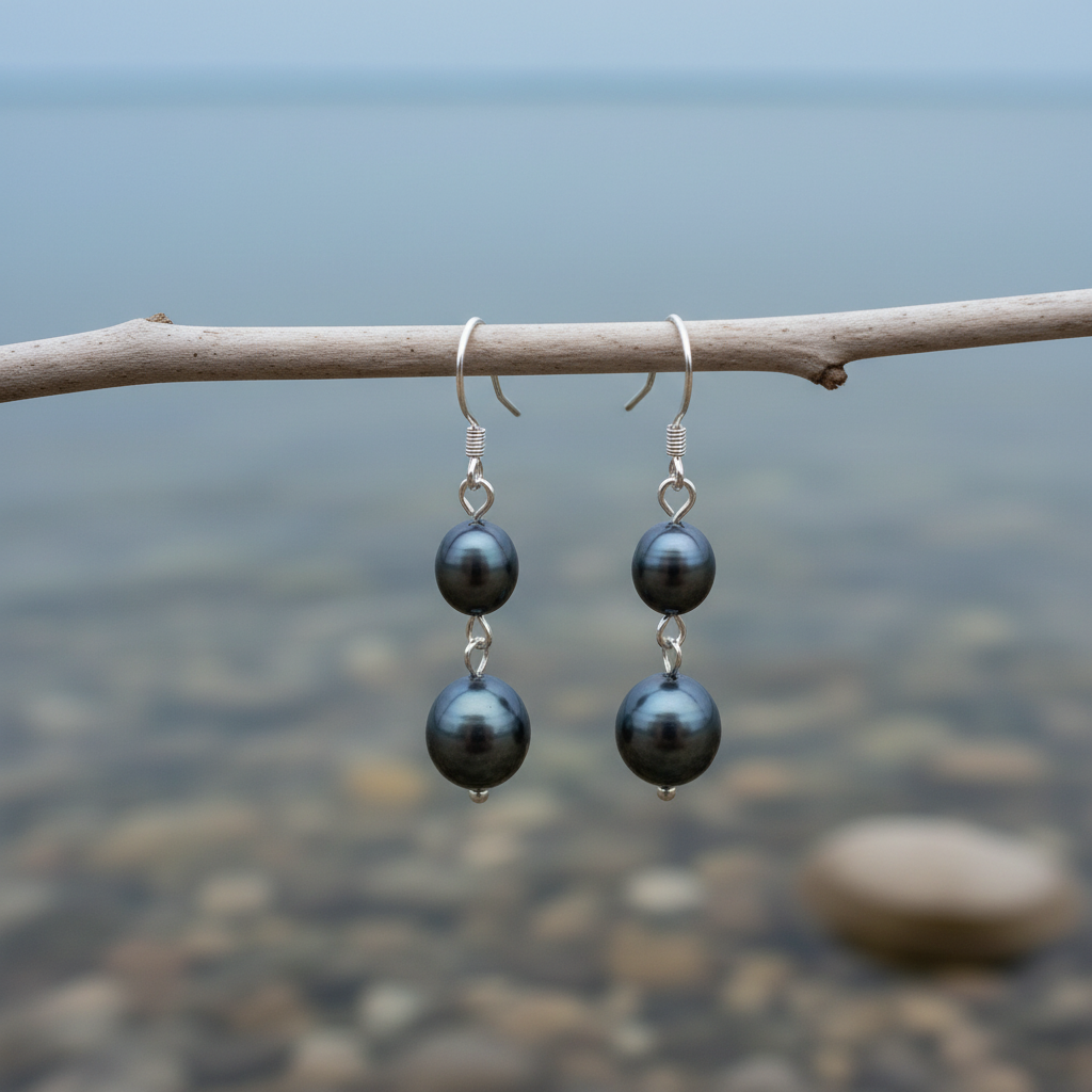 Zoetwater parel oorbellen Dorian aan takje