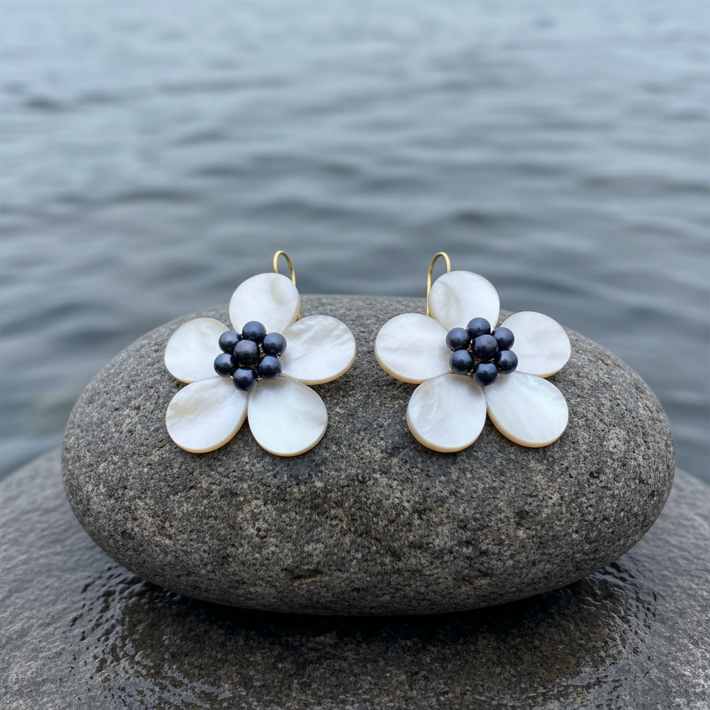 Zoetwater parel oorbellen Fleury B Gold plat op steen