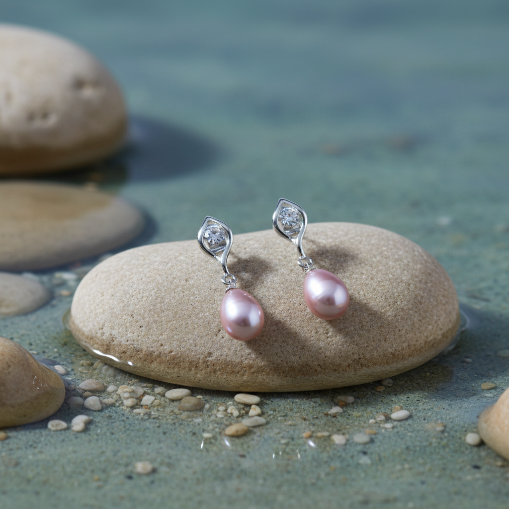 Zoetwater parel oorbellen Lepa zonder planten