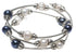 Zoetwater parel wikkelarmband met witte en blauwe parels | Three Loops White & Dark Pearl Pearl