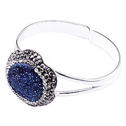 Kristallen armband met sprankelend blauwe kristal en stras steentjes zijaanzicht | Bangle Blue Druzy